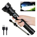 Lanterna Tática LED Recarregável XHP-70 com Zoom
