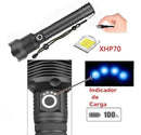 Lanterna Tática LED Recarregável XHP-70 com Zoom