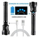 Lanterna Tática LED Recarregável XHP-70 com Zoom