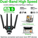 Adaptador Wi-Fi USB Dual Band 2.4 GHz e 5 GHz KP-AW163